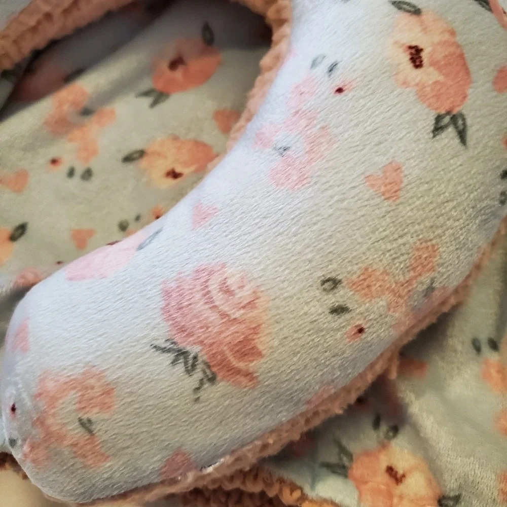 Le‎ Bebe Favorite Baby Blanket Blue Spring Pink Flowers Lovey Plush Sherpa